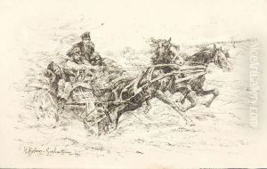 Sploszone Konie by Stanislaw Bohusz-Siestrzencewicz