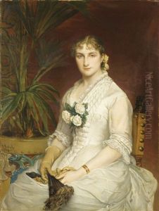 Portrait De Femme Assise, A L"eventail by Jean-Francois Portaels