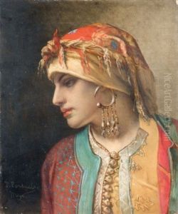 Portrait De Belle Orientale by Jean-Francois Portaels