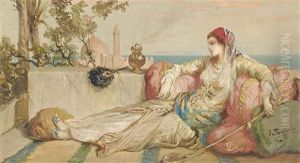 An Odalisque On The Terrace At Dusk