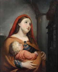 Jeune Pere Invoquant La Protection Divine by Jean-Francois Portaels