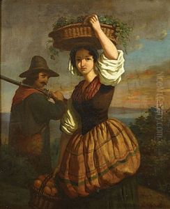 Vrouw En Jager by Jean-Francois Portaels