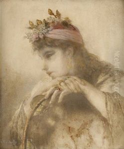 Jeune Femme Au Tambourin by Jean-Francois Portaels