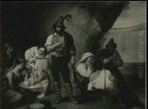 Portrait D'une Famille De Montagnards D'europe Centrale by Jean-Francois Portaels