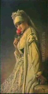 Jeune Fille A La Rose by Jean-Francois Portaels