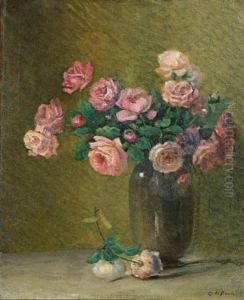 Pink Roses On A Table by Charles Porter