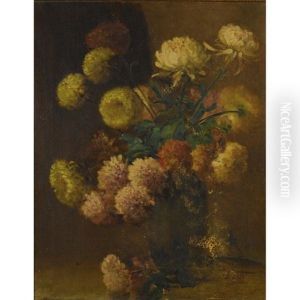 Mums In A Green Vase