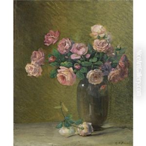 Pink Roses On A Table by Charles Porter
