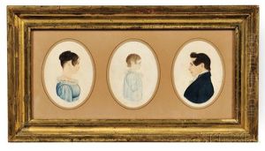Miniature Profile Portraits Of Three Members Of The Hardwick Family: Sarah Pec by Rufus Porter