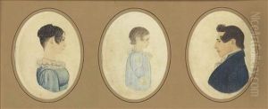 Three Miniature Profile Portraits Of A Mother, Daughter And Father by Rufus Porter