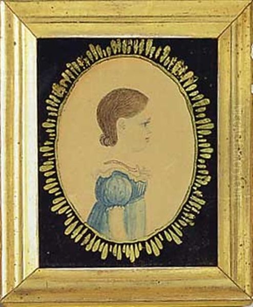 Portrait Of A Young Girl In A Blue And White Dress - view 1