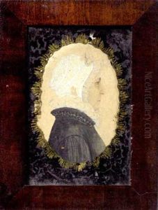 Profile Portrait Of Woman In Black Dress by Rufus Porter