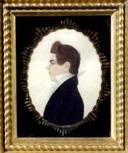 Portrait Of Gentleman In Blue And White Striped Waistcoat by Rufus Porter