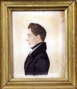 Profile Portrait Of Brown-haired Gentleman In Black Jacket And Cravat by Rufus Porter