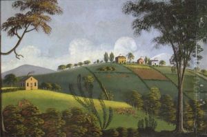 Rural Landscape With Farms And Grazing Cattle by Rufus Porter