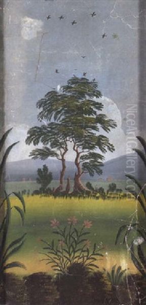 Landscape With Trees Forming The Silhouette Of A Colonial Soldier - view 1