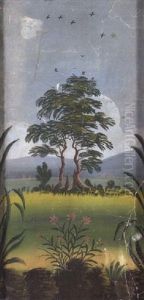 Landscape With Trees Forming The Silhouette Of A Colonial Soldier by Rufus Porter