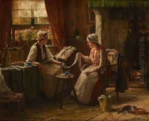 La Visite A La Denteliere by Edward Antoon Portielje