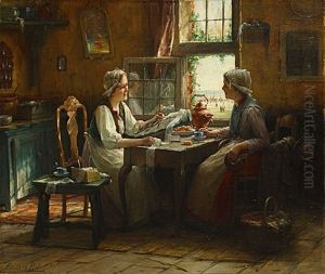 Kantkloster In Een Zeeuws Interieur by Edward Antoon Portielje
