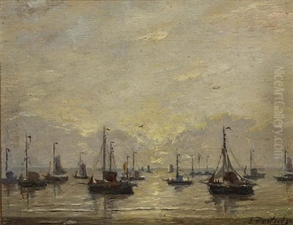 Sailing Vessels Off Shore - view 1