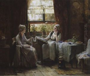 Zeeuws Interieur Met Kantklosster by Edward Antoon Portielje