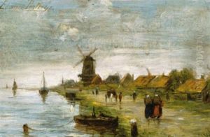 Geanimeerd Havengezicht by Edward Antoon Portielje