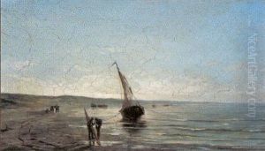 Strandgezicht Met Vissers Strandgezicht Met Vissers