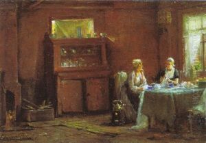 Interieur Met Zeeuwse Vrouwen by Edward Antoon Portielje
