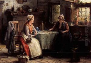 Joueuses De Cartes by Edward Antoon Portielje