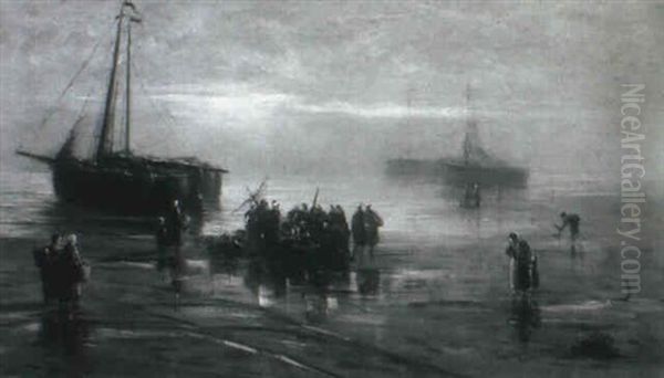Selling The Catch On The Beach - view 1