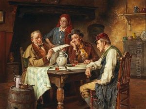 Reading The Newspaper by Gerard Jozef Portielje