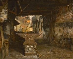 In The Blacksmith's Shop by Gerard Jozef Portielje