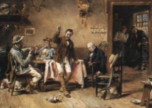 Playing With The Cat by Gerard Jozef Portielje