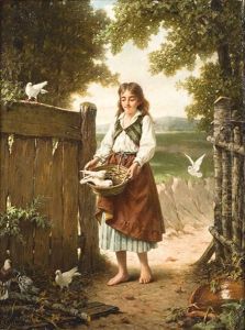 Jeune Fille Aupres Des Pigeons D'ornements by Jan Frederik Pieter Portielje