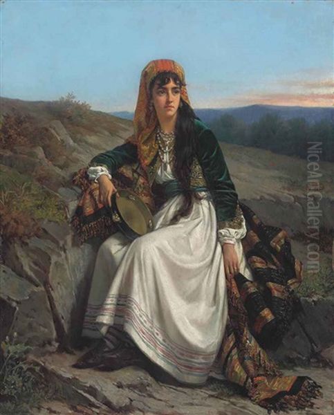 Gipsy Girl With Tambourine - view 1
