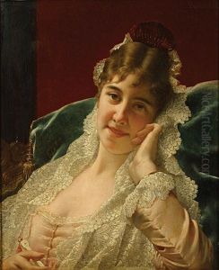 Dame Met Kantwerk by Jan Frederik Pieter Portielje