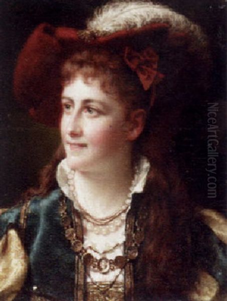 Portrait Of A Lady Wearing A Plumed Hat - view 1