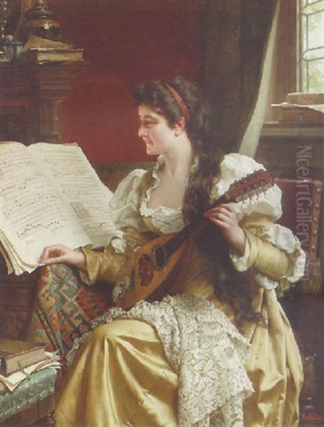 Woman Playing The Mandolin - view 1