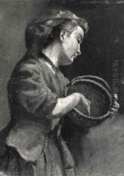 Young Girl With A Basket - view 1
