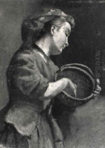 Young Girl With A Basket by Jan Frederik Pieter Portielje