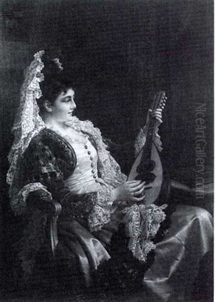 Spanish Beauty With Mandolin - view 1