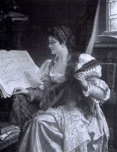A Young Lady With Her Mandolin A Young Lady With Her Mandolin