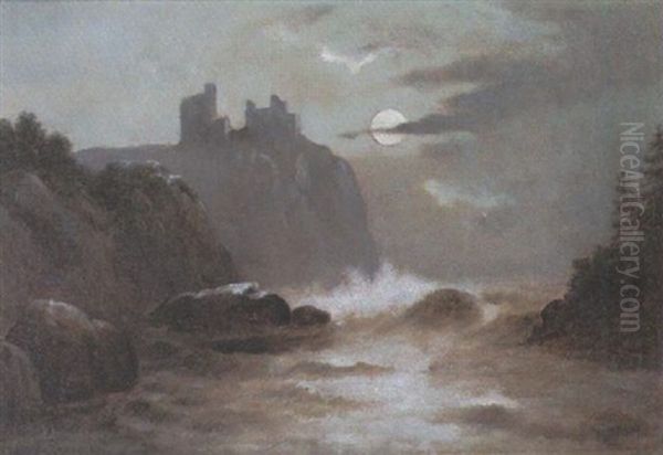 Mondscheinlandschaft Mit Burgruine - view 1