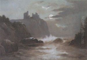 Mondscheinlandschaft Mit Burgruine by Wilhelm Porttmann