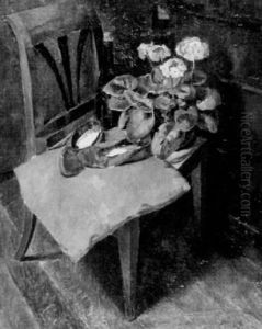 Stilleben Mit Blumen Und Roten Pantoffeln Stilleben Mit Blumen Und Roten Pantoffeln