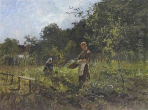Zwei Bauernmadchen Im Gemusegarten