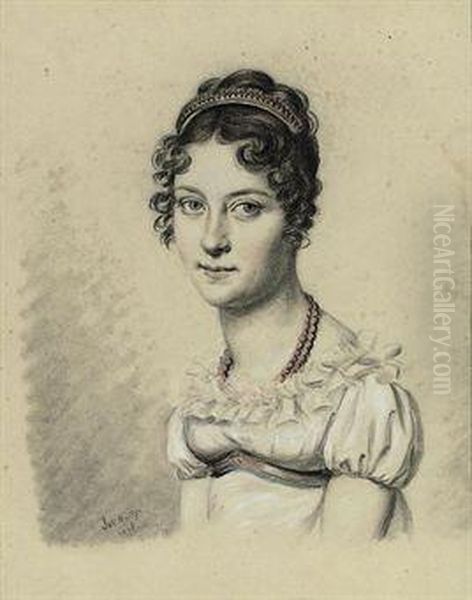 Portrait Of Young Girl, Bust-length, Wearing A Coral Necklace - view 1