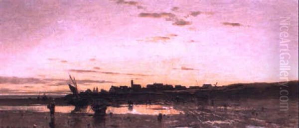 A Fishing Town At Dusk - view 1