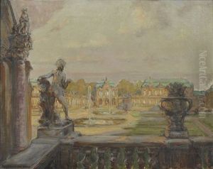 Ansicht Vom Dresdener Zwinger - Blick Vom Glockenspielpavillon Uber Den Zwingerhof Zum Wallpavillon