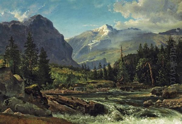 Alpenlandschaft Mit Wildbach - view 1